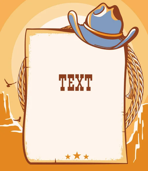 Wild West Cowboy Paper Background Text Vector Western Illustration Cowboy — Stock Vector