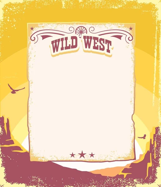 Wild West Vintage Old Paper Background Text Vector Western Illustration — Vettoriale Stock