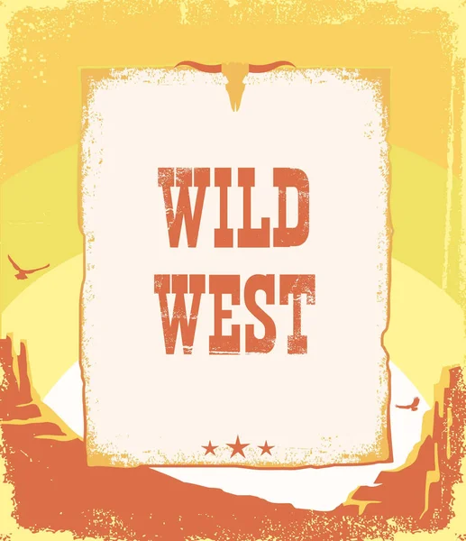 Wild West Cowboy Paper Background Text Vector Vintage Western Illustration — Archivo Imágenes Vectoriales