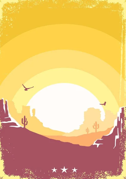 Vector Arizona Desert Vintage Poster Background Text Wild West Illustration — Stock vektor
