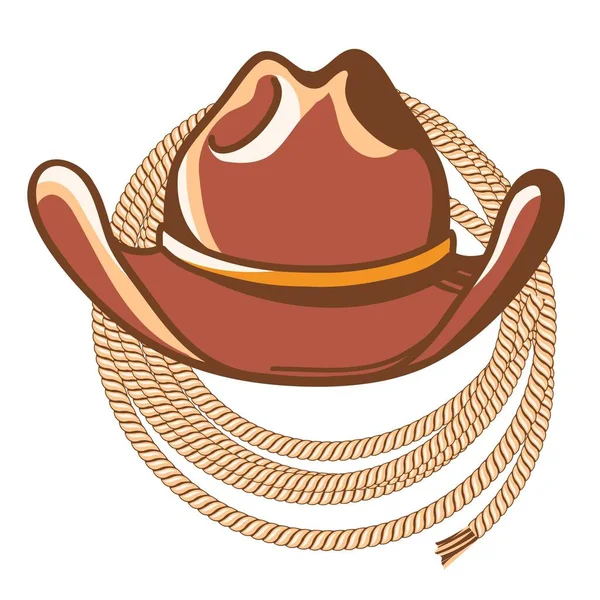 Cowboy Hat Rodeo Lasso Vector Western Illustration Cowboy Hat Lasso — 스톡 벡터