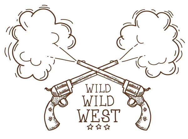 Wild West Symbol Vector Hand Drawn Doodle Illustration Crossed Cowboy — 图库矢量图片