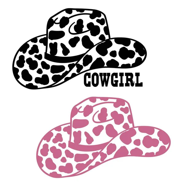 Cowboy Hat Cow Print Decoration Vector Western Cowgirl Hat Cow — Stockvector