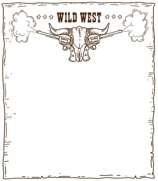 Wild West Paper Background Text Vector Cowboy Western Hand Drawn — Image vectorielle