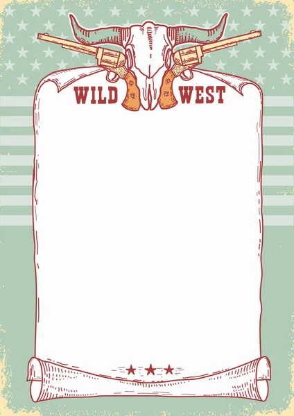 Wild West Background Text Vector Vintage Poster Old Paper Cowboy — Vettoriale Stock