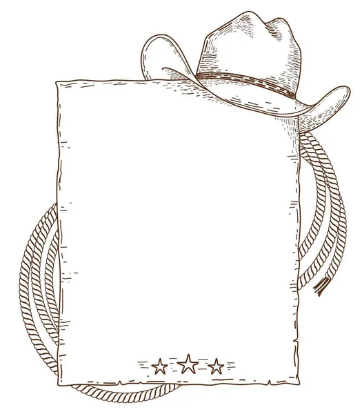 Cowboy Paper Background Text Vector Cowboy Western Hand Drawn Background — Διανυσματικό Αρχείο