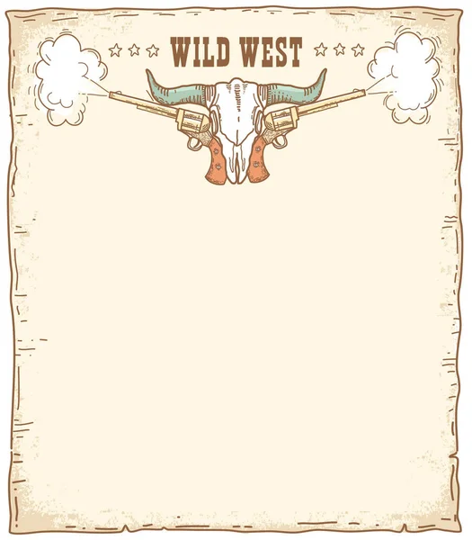 Wild West Paper Background Illustration Text Vector Cowboy Western Hand — Vetor de Stock