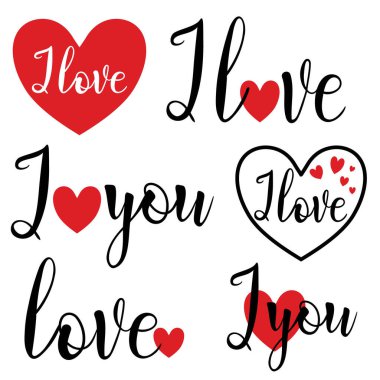 Love symbol illustration. Vector love lettering with heart symbol hand drawn black line calligraphy for Wedding or Valentine card isolated on white background.