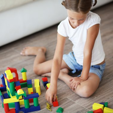Child playing with blocks