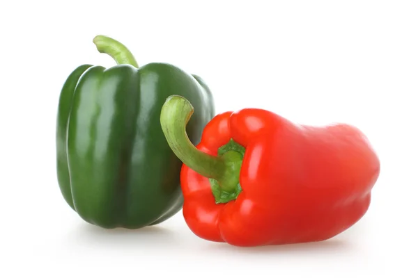 Dwa kolorowe capsicums — Zdjęcie stockowe