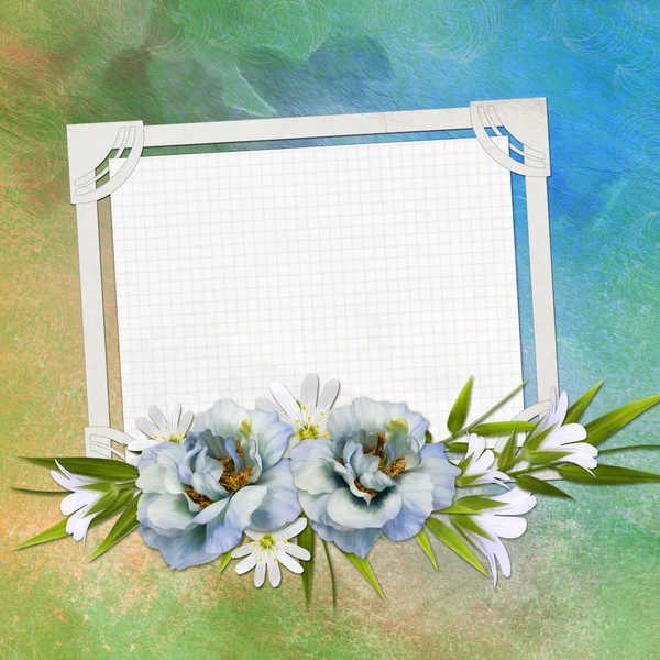 Çiçekler ve kendi metin için yer tebrik kartı Stok Fotoğraf