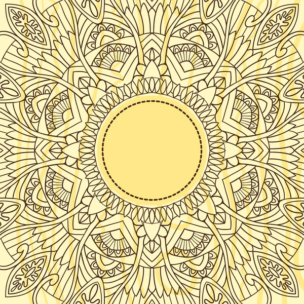 Encaje redondo ornamental en estilo étnico — Vector de stock