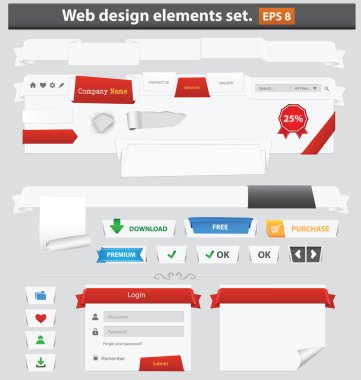 Kağıt web tasarım öğeleri kümesi