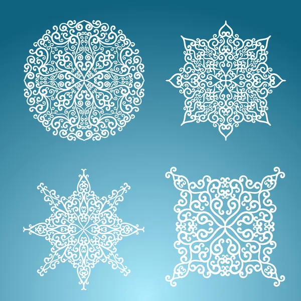 Copos de nieve invierno conjunto — Vector de stock