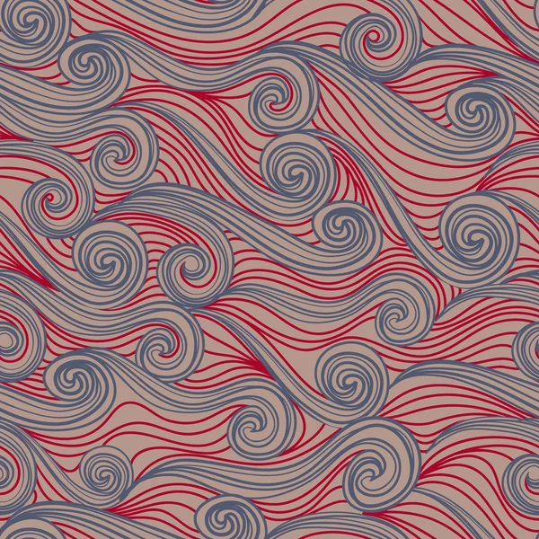 Patrón dibujado a mano abstracto sin costuras, ondas de fondo — Vector de stock
