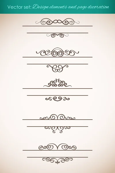 Set di elementi di design e decorazioni di pagina — Vettoriale Stock