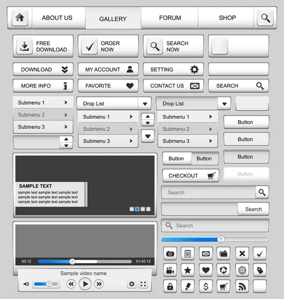 Blanco conjunto de elementos de diseño web . — Vector de stock
