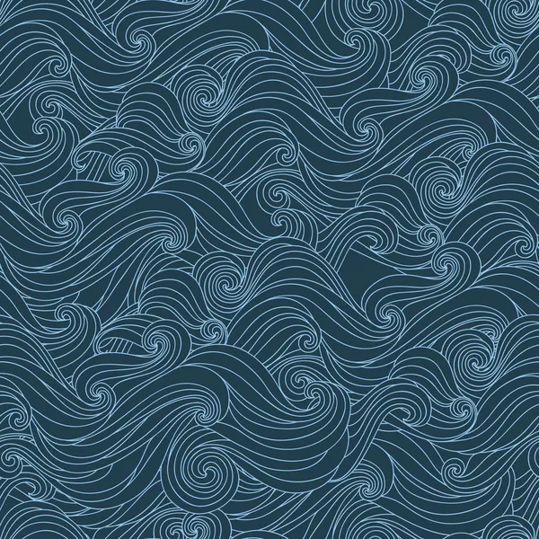 Naadloze abstracte handgetekende patroon, golven achtergrond — Stockvector