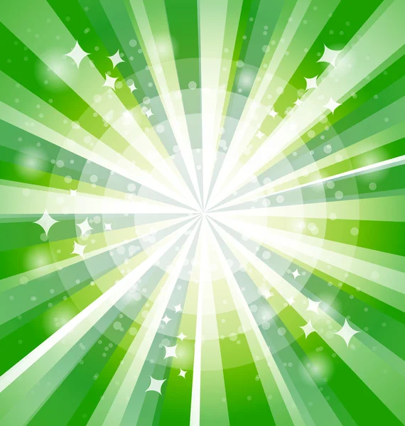 Green bright background with rays — Stock Vector