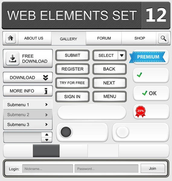 Ensemble d'éléments de conception Web — Image vectorielle