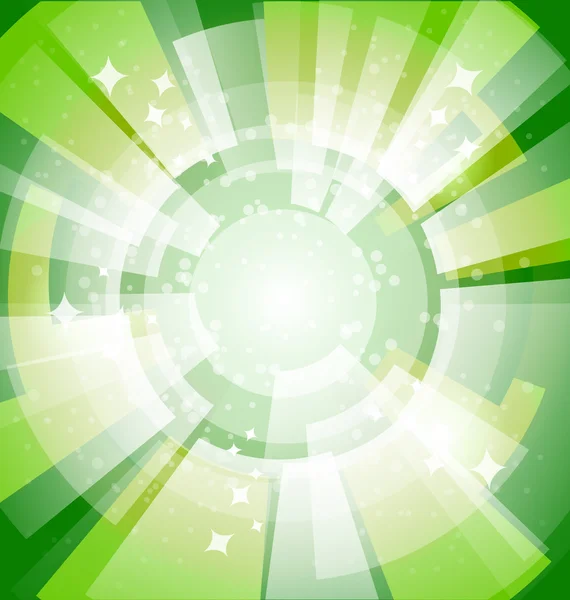 Groene lichte achtergrond met stralen — Stockvector