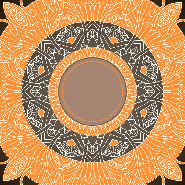 Ornamental round lace in ethnic style — Stock Vector