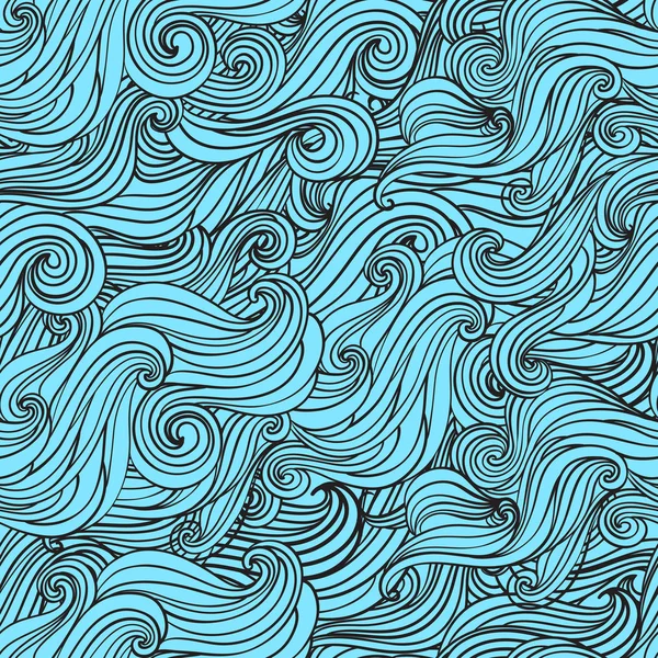 Patrón dibujado a mano abstracto sin costuras, ondas de fondo — Archivo Imágenes Vectoriales