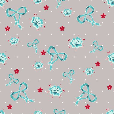 kurdela ve çiçekler ile Seamless modeli. vektör çizim