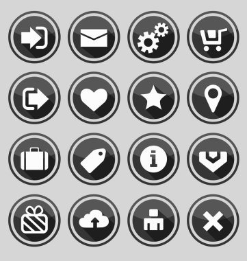 Web Tasarım yuvarlak düğmeleri siyah set