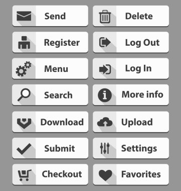set web tasarım düğmeleri beyaz