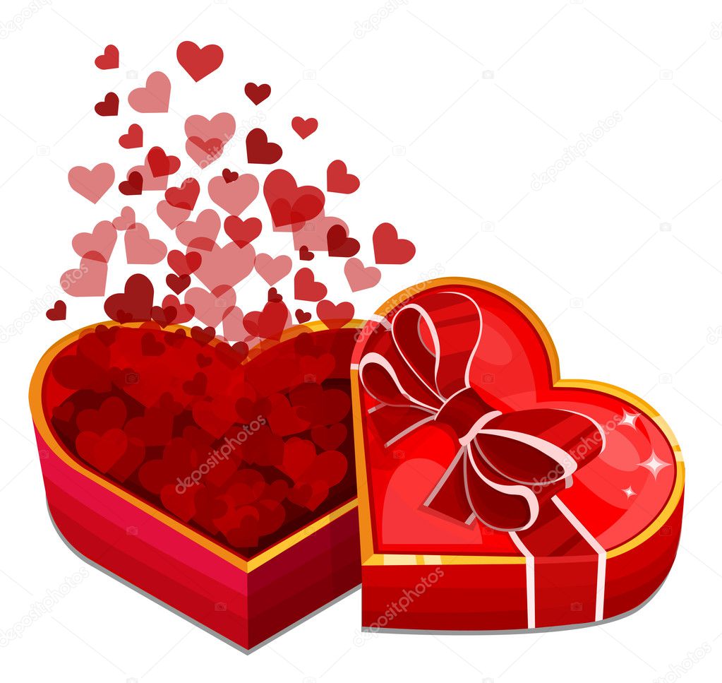 Red heart box with hearts