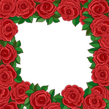 Çerçeve beyaz arka plan üzerinde izole kırmızı gül