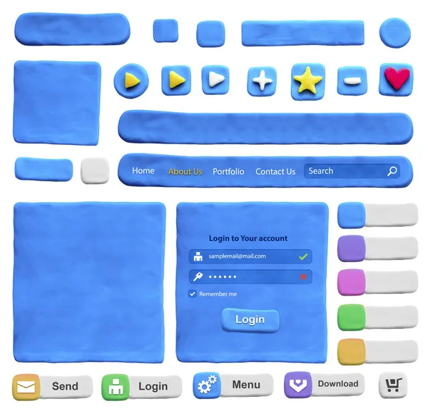 Sada návrhových prvků webových z Plastelíny — Stock fotografie