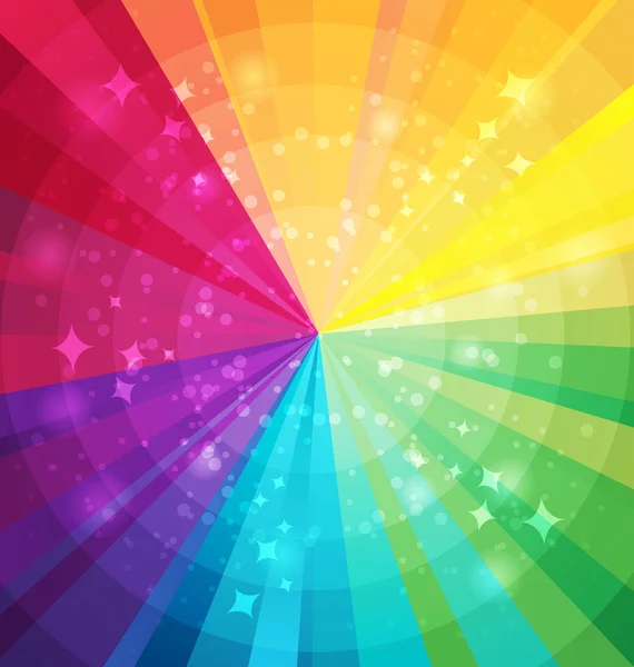 Rainbow bright background with rays — Stock Vector