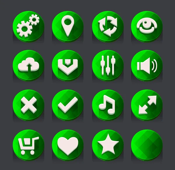 Colección de iconos web verdes — Vector de stock