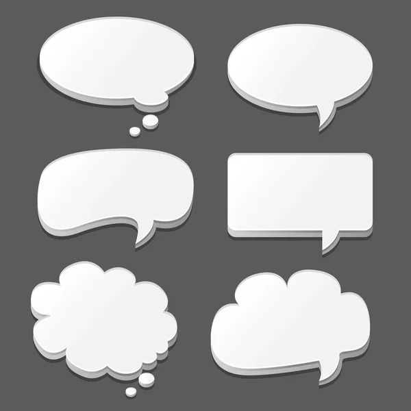 White speech bubbles set isolated on black — Stock Vector