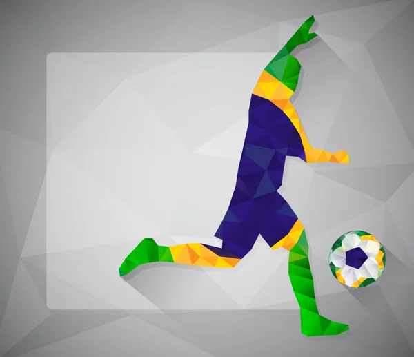 Joueur de football brésilien avec ballon en triangles — Image vectorielle