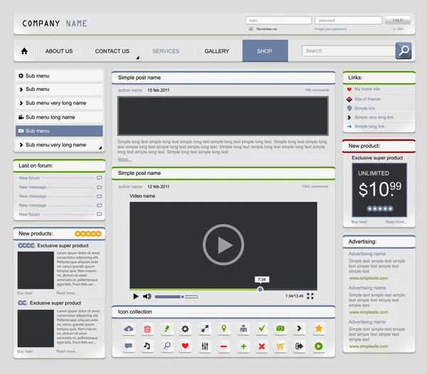 Набор элементов веб-дизайна — стоковый вектор