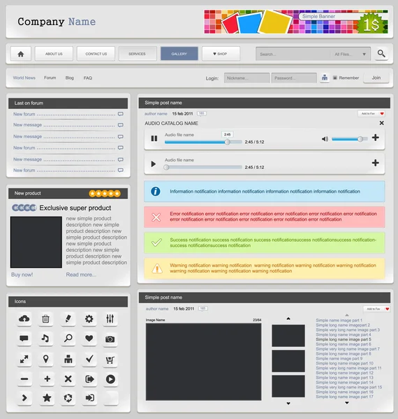 Ensemble d'éléments de conception Web — Image vectorielle