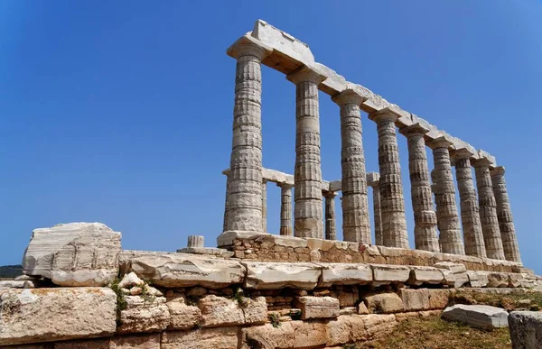 Poszeidón Templomának Romjai Sounion Foknál Athén Közelében Görögországban 440 Stock Kép