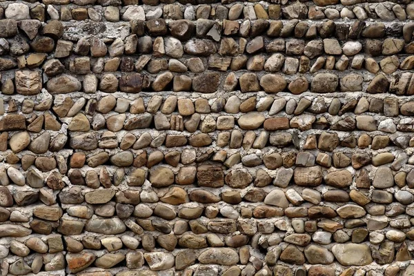 Texture Mur Construit Galets Ronds Dans Forteresse Signagi Géorgie — Photo