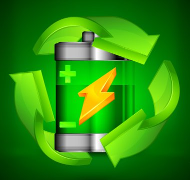 Battery recycling concept on green