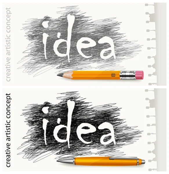 Kézzel rajzolt betű együtt toll és ceruza & szöveg — Stock Vector