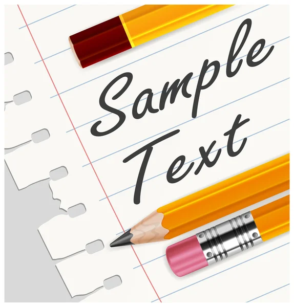 Pencils & paper in line with text — Stock Vector