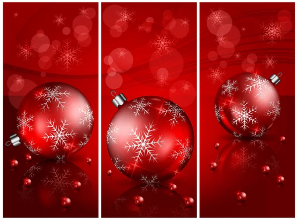 Christmas balls with beads in red — Stock Vector