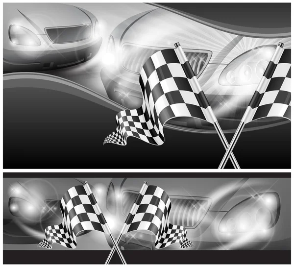 Checkered flags on auto background — Stock Vector