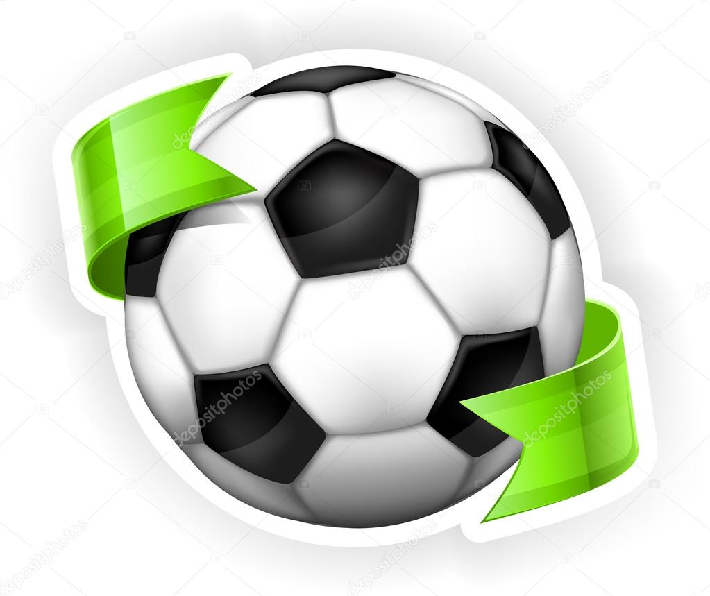 Football (soccer) ball with ribbon