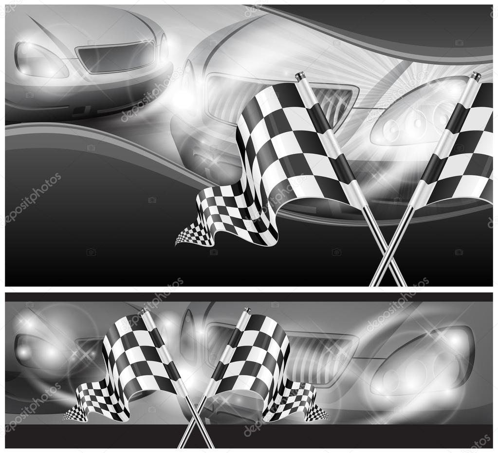 Checkered flags on auto background