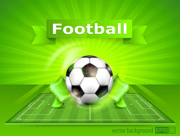Fotboll (soccer) fält med bollen och text — Stock vektor