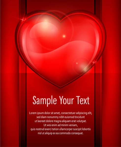 Big heart on red & text — Stock Vector